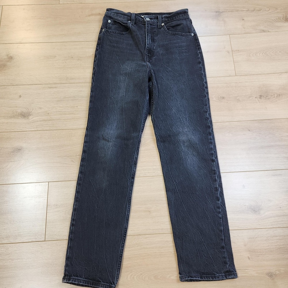 Levis Premium 70s High Slim Straight Jeans Womens 27x31 Black High Rise Denim